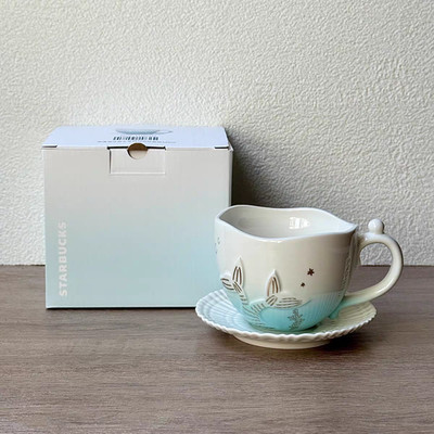 Starbucks Romance Ocean Anniversary Series 340ml Coffee Mug and Plate Set Gifts