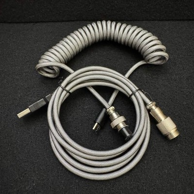 Double Sleeved Coiled Cable with Aviator | USB-C to USB-A | Mechanical Keyboard