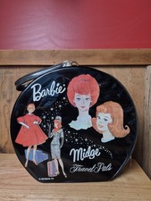Vintage 1963 Barbie Midge Travel Pals Round Doll Case Mattel Original Black