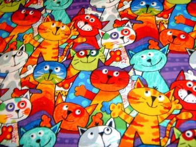 Katzen  Cats bunt allove r Katze Patchworkstoff  Baumwolle Timeless   50x110 cm