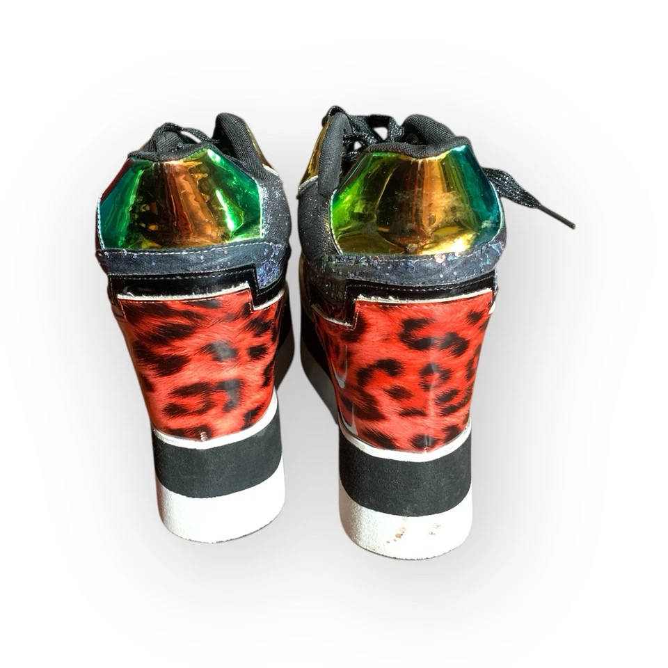 Zapatilla deportiva Cape Robbin Althea plataforma cuña lentejuelas difícil de encontrar oro rosa talla 8 colorida Foto 4 de 4