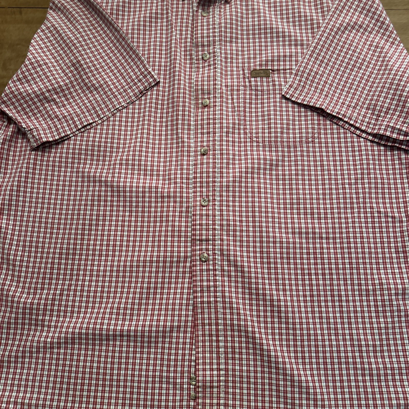 Vintage Carhartt Button Up Shirt Men’s 2XL Red Checked Short Sleeve Casual Work thumbnail 2