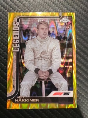 2025 Topps Chrome  F1 Legends Mika Hakkinen 28/50 Gold Raywave #159