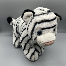 Wild Republic White Tiger Plush 13"L Blue Eyes Black Stripes Cub Big Cat Toy Pet
