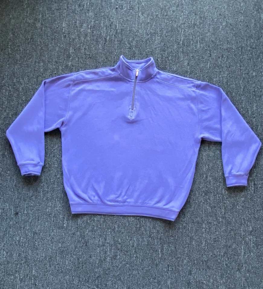 Tommy Bahama Pullover Sweatshirt Women Large Purple Quarter Zip Ribbed Everyday - Image 2 of 4