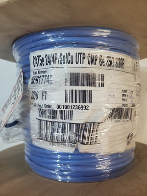 Southwire 300 ft. Blue 24/4 Solid CU CAT5e CMP (Plenum) Data Cable on Spool