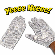 2 SILVER GLITTER GLOVES 1 Pair MJ Michael Jackson Sequin Dance Costume Set Dance