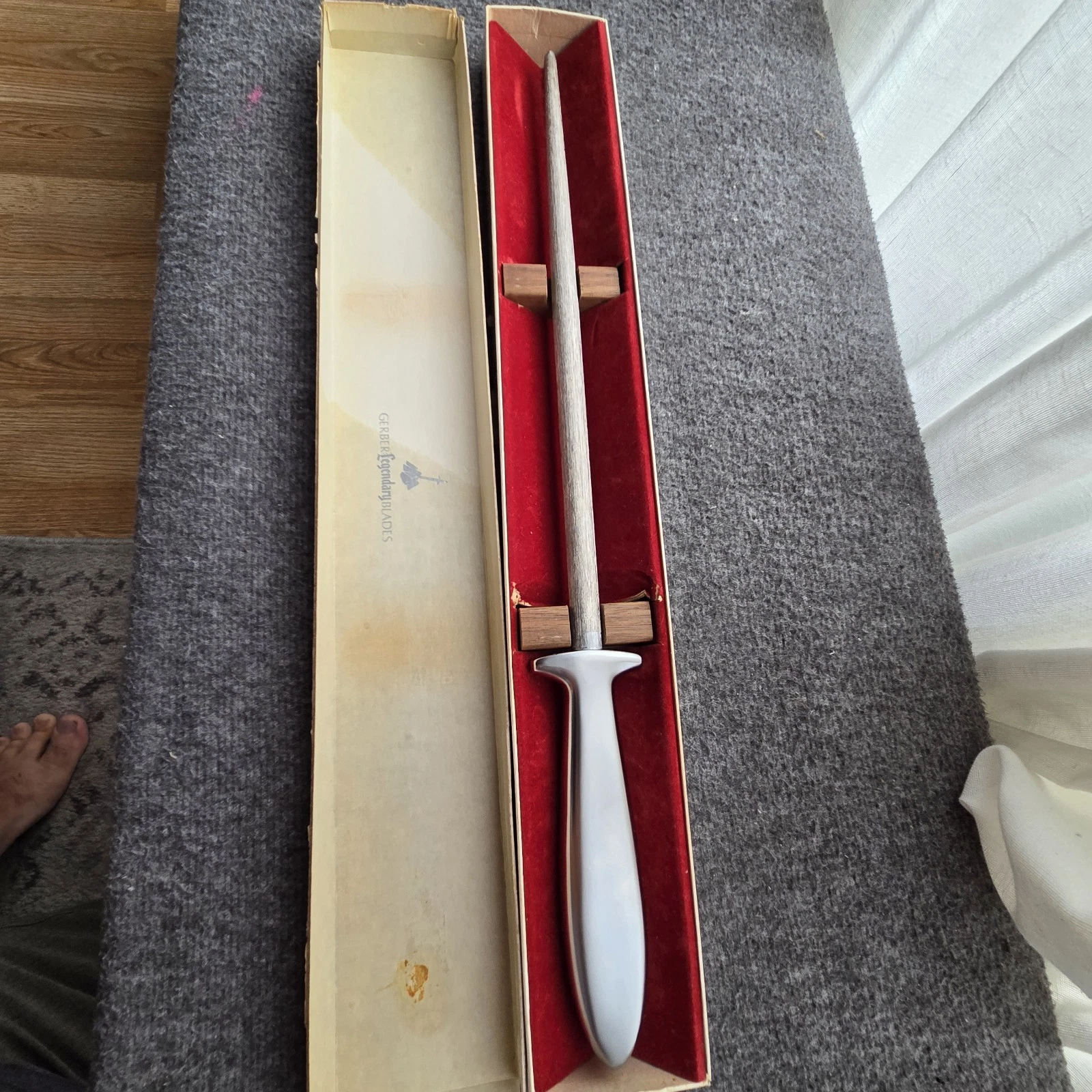 Vintage Gerber Gungnir 17” Knife Blade Sharpener Honing Steel Rod Original Box