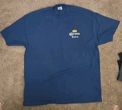 Vintage Corona Extra 2001 Y2K Blue Graphic Double Sided T-shirt Size-XL