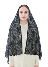 Elegant Floral Catholic Church Veil Soft Mantilla Chapel Prayer Scarf Shawl Wrap