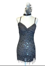 Elegant Flapper Girl Black Sequin Dress Halloween Costume fits a small/medium