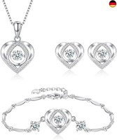 Silber Schmucksets FüR Damen, 925 Sterling Silber Herz AnhäNger Halskette &Amp;
