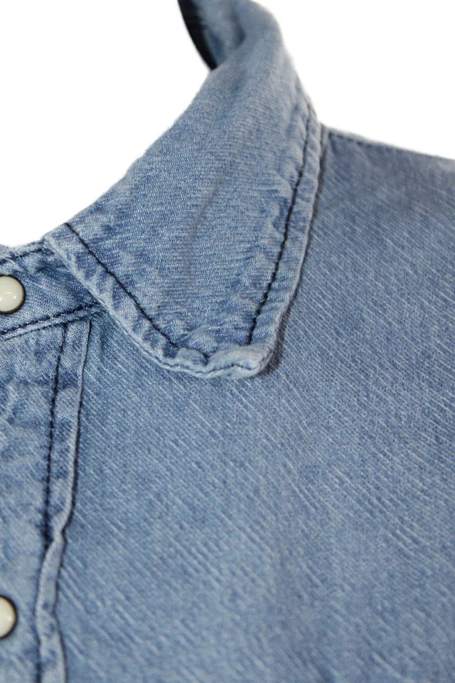 Top One by One cucharadita para mujer con botones azul talla S Foto 2 de 4