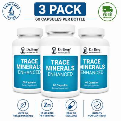 Dr. Berg Trace Minerals Enhanced 3 Pack 60 Capsules w/ Zinc & 70+ Trace Minerals