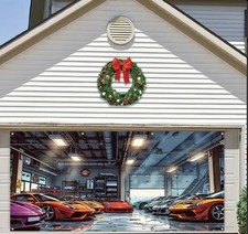 Luxuswagen Garage Gebogen Tür Garage Tür Banner Gewebe Hintergrund