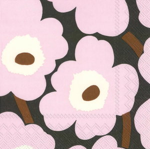 Marimekko Unikko Paper Napkins 25x25cm Pink Brown From Finland Ebay