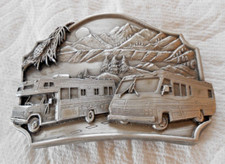 RV Motorhome Travel Camper Pewter 1987 Belt Buckle Fits 1.75" Belt with Box