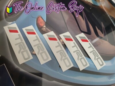 TRD STICKERS PACK OF 5  IDEAL FOR RIMS WHEELS OR ALL USE 2''INCH WIDE X 1/2'' high