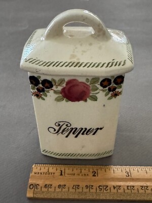 H.U. CO GERMANY CERAMIC PEPPER CANISTER JAR WITH LID VINTAGE