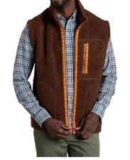 New Mens Toad & Co. Sespe Sherpa Wool-Blend Vest Size 2XL Dk Roast MSRP $120