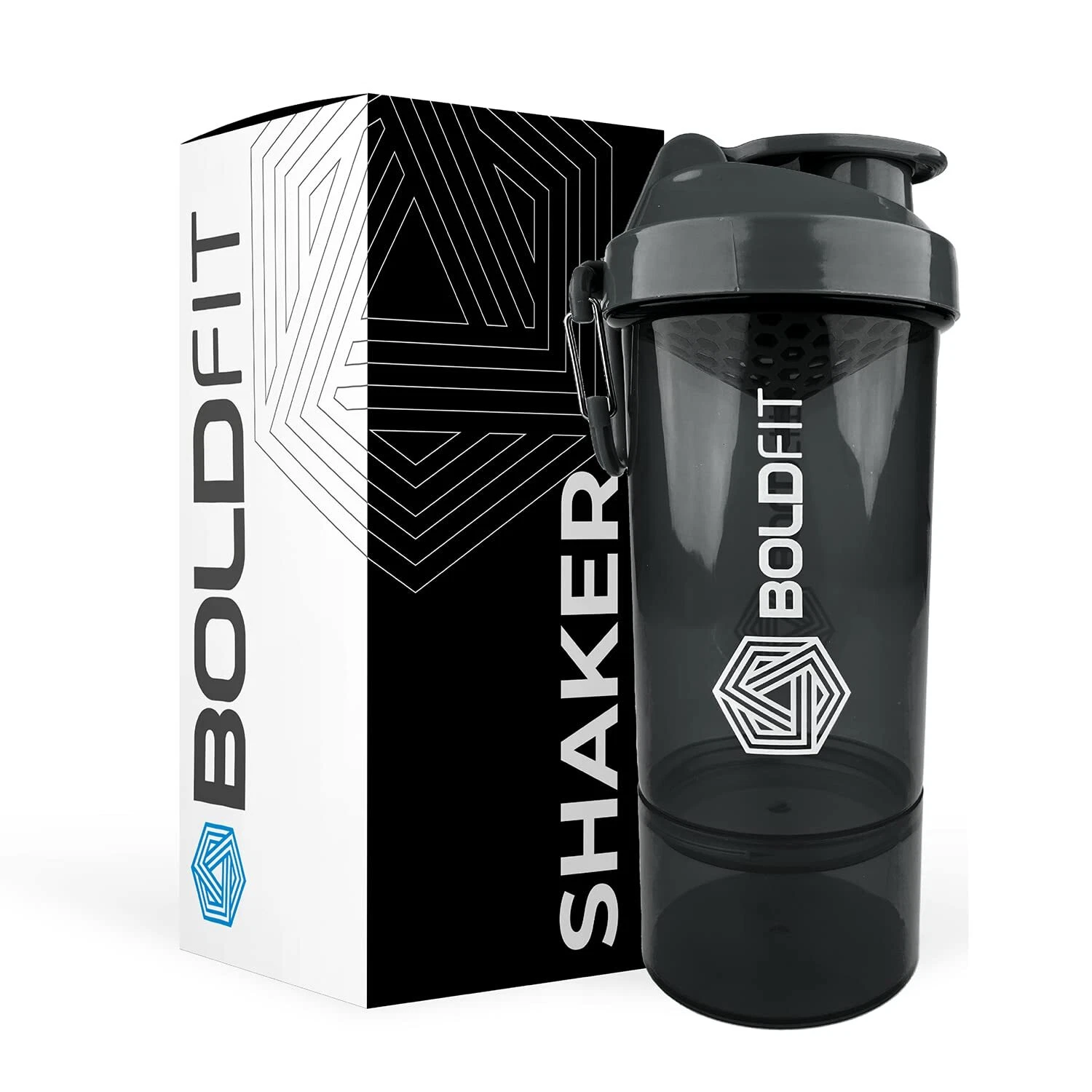 Boldfit Smart Shaker Bottle Black Color And 600ml Capacity
