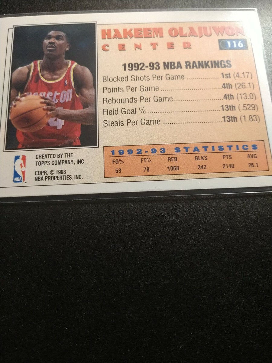 92-93 Topps All Star #116 Hakeem Olajuwon (Will receive free 92-93 Topps All Star #116 Hakeem Olajuwon (Will receive free