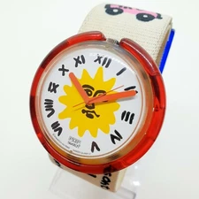 1992 Sun Playful Swiss Made Swatch Pop Watch 90s Quartz Movement Original Strap