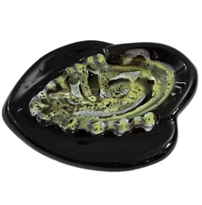 Pottery Ashtray Black Green Gray Swirl Medium Size 8.5" x 6.5" x 1.5" USA Made