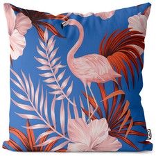 Vintage Pink Flamingo Hibiskus Kissenhülle Tropen-Wald Vogel Strauß Zoo Rosa