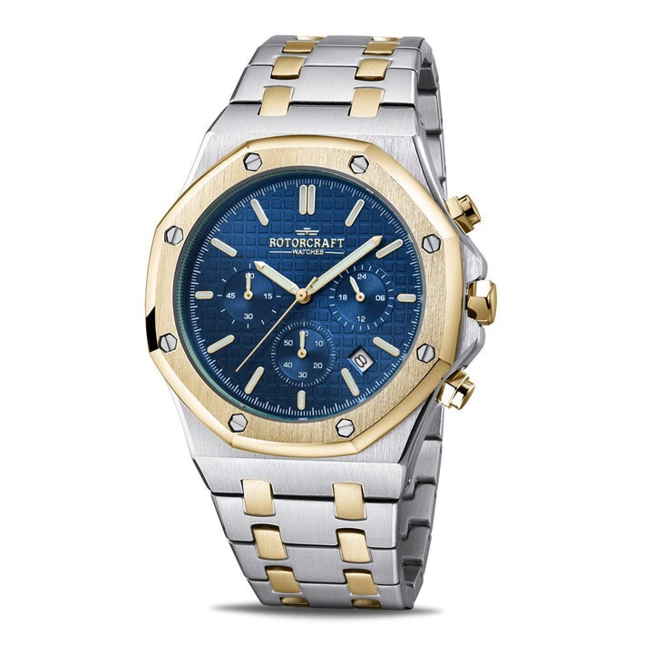 Montre ROTORCRAFT RC 3003 chronographe futuriste en acier noir pour homme