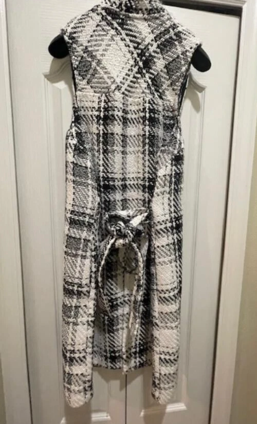 BCBGeneration Long Vest Tweed Black and White w/Pockets-Size S-NWT $128-Fast - Image 2 of 4
