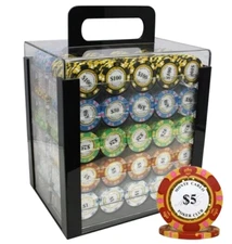 MRC POKER 1000PCS 14G MONTE CARLO POKER CLUB POKER CHIPS SET WITH ACRYLIC CASE