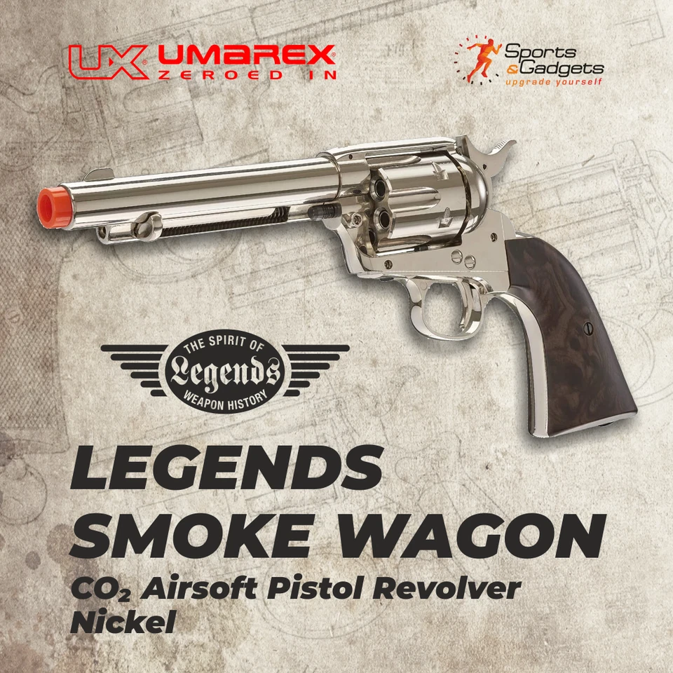 Pistola de Airsoft Umarex Legends Smoke Wagon CO2 6 mm níquel 2275800 Foto 2 de 4
