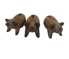 Set of Three Little Wooden Pigs