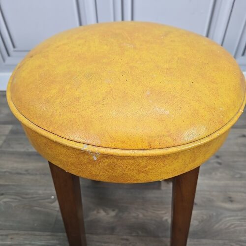 Single Retro Solid Wood Round Vinyl Upholstered Bar Stools Pub Seats - Man Cave - Picture 15 of 24