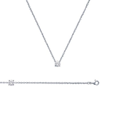 Collier Goutte D'eau Avec Zirconium Cubique - Argent 925 Massif Rhodié - Neuf Avec étiquettes - Bijouxia
