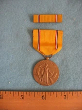 Original WWII US WWII American Defense Medal and Ribbon Bar.