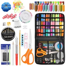 Home Sewing Kit Threader Needle Tape Measure Scissor Thimble Travel 205pcs