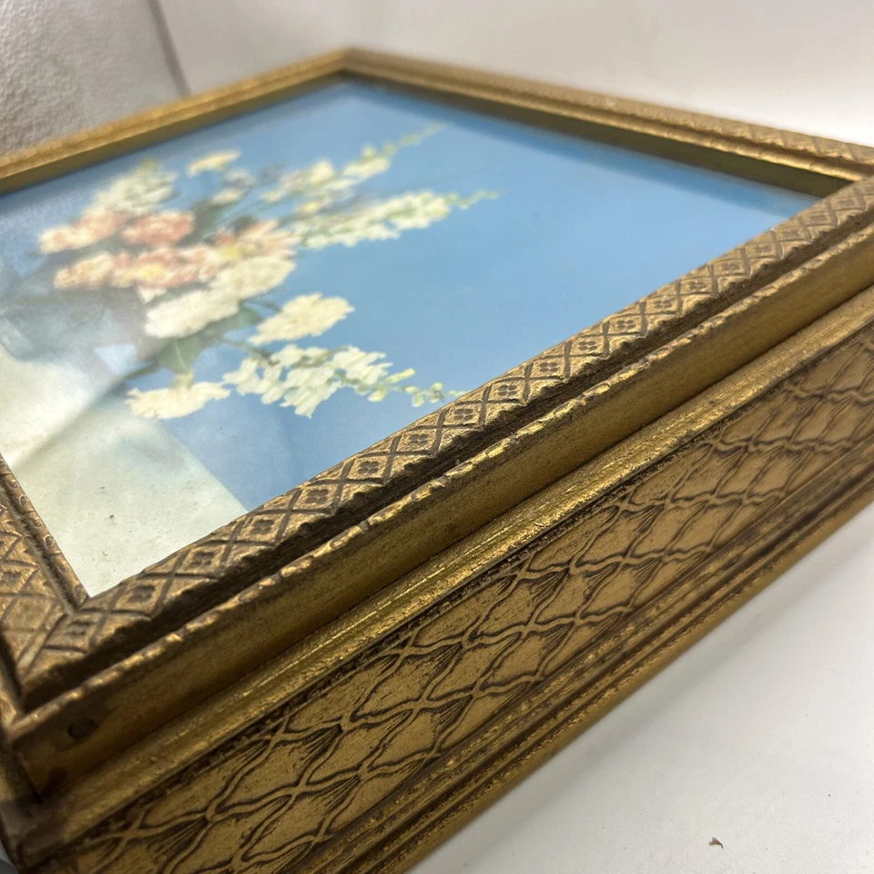 Tocador tocador de madera antiguo con espejo tono dorado Foto 4 de 4