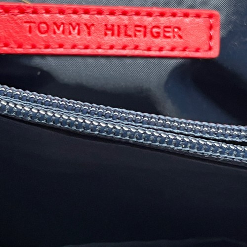 Tommy Hilfiger Handbag Tote Large Initial Print Initial Accent Buckles Tan Black - Picture 8 of 17