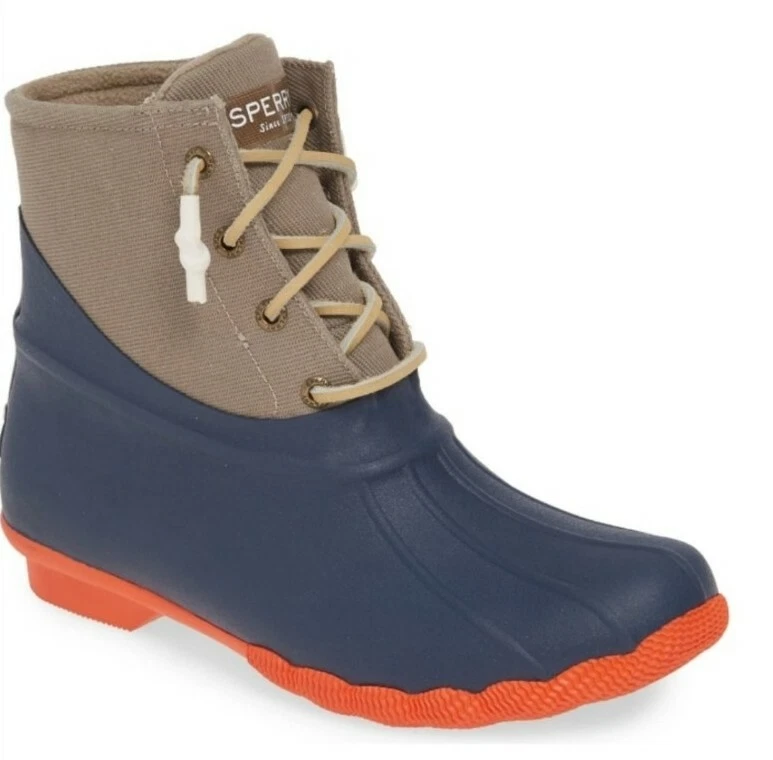 orange sperry duck boots
