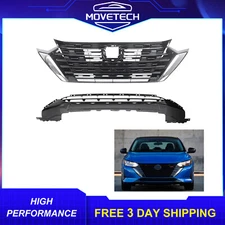Compatible with 2024-2025 Nissan Sentra S SV Front Bumper Upper & Lower Grille