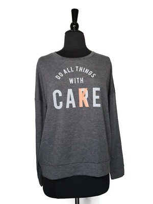 Old Navy Do All Things With Cake Care Graphic Gray Long Sleeve Shirt Size S NWT