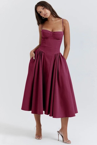 Elegant Corset Dress Sexy Strapless Pleated A-line Party Dresses for Women - Picture 20 of 35