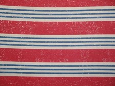 Distressed Red Natural Blue Stripe Combed Cotton Sewing Quilt Apparel Fabric