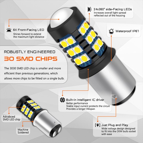 Turn Signal Back up Reverse Brake Tail Lights LED Bulbs 1157 1004 Replace 30SMD - Picture 5 of 19