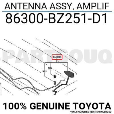 86300BZ251D1 Genuine Toyota ANTENNA ASSY, AMPLIF 86300-BZ251