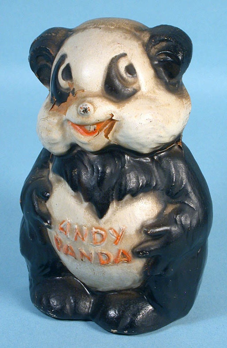 1939 Andy Panda Figural Composition Still Bank Early Walter Lantz