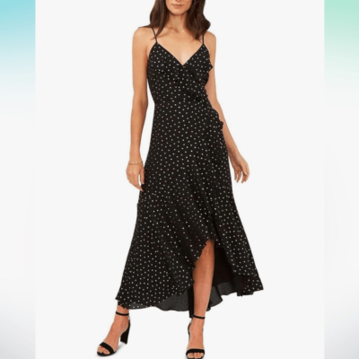 ◆Loulouseoul◆ Pearl Dot Dress Scarf Set Black P0000FPW NWT MSK Ruffled Long Wrap Dress Black silver polka dots SIZE