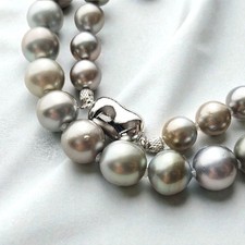 Beautiful Large Tahitian Black South Sea Pearl Necklace, 9-11mmwith Silver Clasp